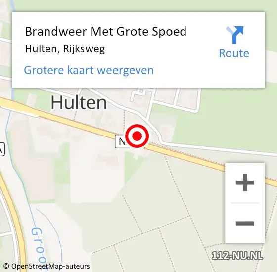 Locatie op kaart van de 112 melding: Brandweer Met Grote Spoed Naar Hulten, Rijksweg op 23 december 2016 08:06