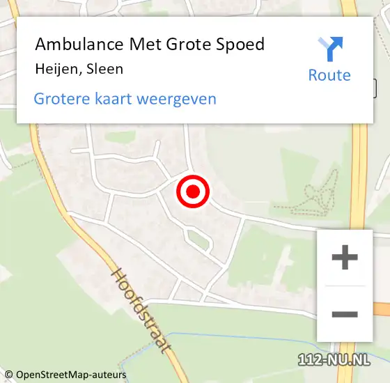 Locatie op kaart van de 112 melding: Ambulance Met Grote Spoed Naar Heijen, Sleen op 23 december 2016 08:16