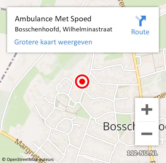 Locatie op kaart van de 112 melding: Ambulance Met Spoed Naar Bosschenhoofd, Wilhelminastraat op 23 december 2016 08:35