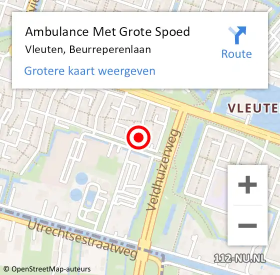 Locatie op kaart van de 112 melding: Ambulance Met Grote Spoed Naar Vleuten, Beurreperenlaan op 5 januari 2014 14:21