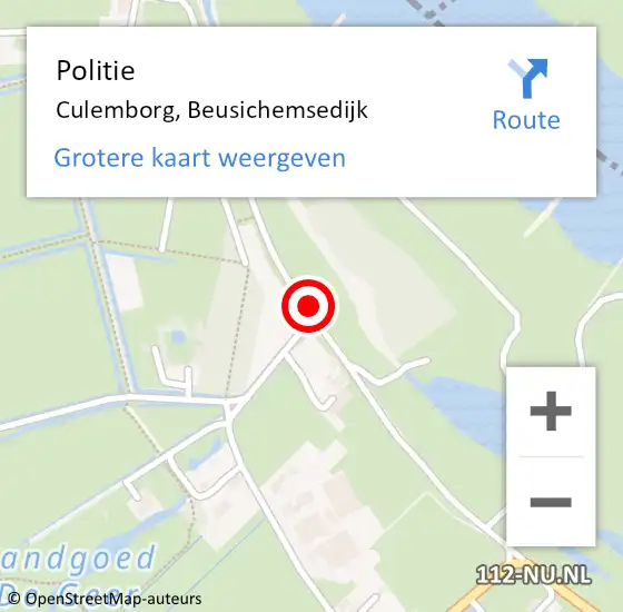 Locatie op kaart van de 112 melding: Politie Culemborg, Beusichemsedijk op 23 december 2016 10:17