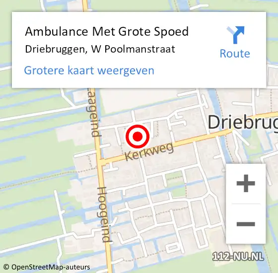 Locatie op kaart van de 112 melding: Ambulance Met Grote Spoed Naar Driebruggen, W Poolmanstraat op 23 december 2016 10:36