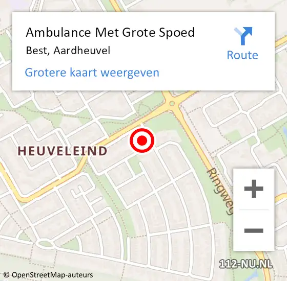 Locatie op kaart van de 112 melding: Ambulance Met Grote Spoed Naar Best, Aardheuvel op 23 december 2016 10:53