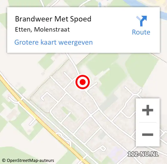 Locatie op kaart van de 112 melding: Brandweer Met Spoed Naar Etten, Molenstraat op 23 december 2016 11:15