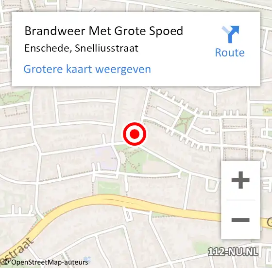 Locatie op kaart van de 112 melding: Brandweer Met Grote Spoed Naar Enschede, Snelliusstraat op 5 januari 2014 14:47