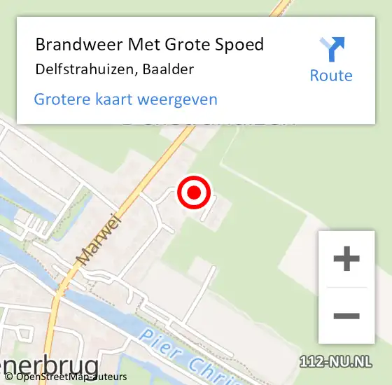 Locatie op kaart van de 112 melding: Brandweer Met Grote Spoed Naar Delfstrahuizen, Baalder op 23 december 2016 11:47