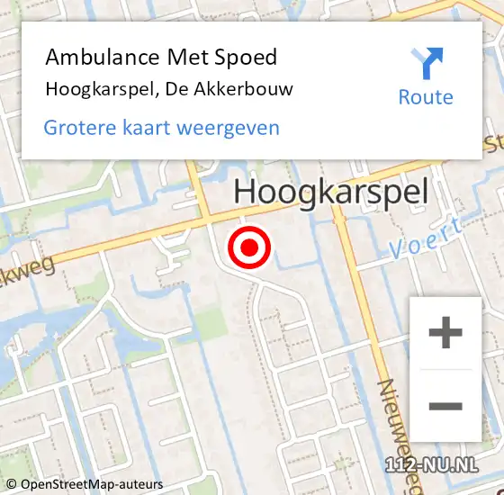 Locatie op kaart van de 112 melding: Ambulance Met Spoed Naar Hoogkarspel, De Akkerbouw op 23 december 2016 11:48