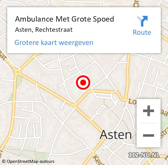 Locatie op kaart van de 112 melding: Ambulance Met Grote Spoed Naar Asten, Rechtestraat op 23 december 2016 12:37