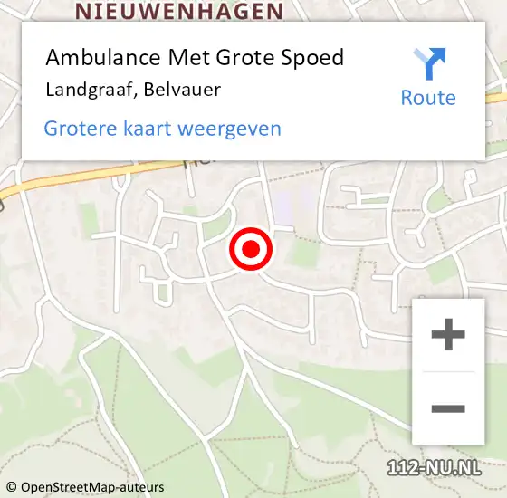 Locatie op kaart van de 112 melding: Ambulance Met Grote Spoed Naar Landgraaf, Belvauer op 5 januari 2014 15:06