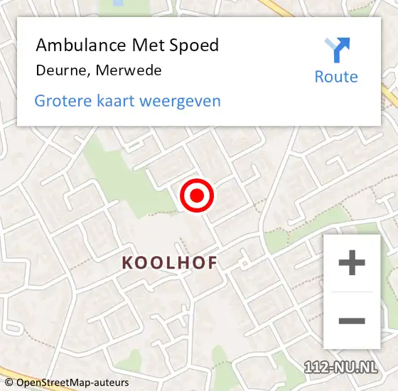 Locatie op kaart van de 112 melding: Ambulance Met Spoed Naar Deurne, Merwede op 23 december 2016 14:11