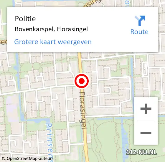 Locatie op kaart van de 112 melding: Politie Bovenkarspel, Florasingel op 23 december 2016 14:39