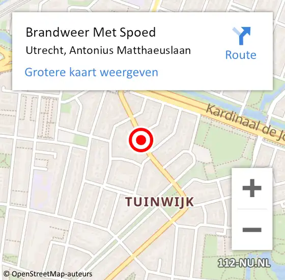 Locatie op kaart van de 112 melding: Brandweer Met Spoed Naar Utrecht, Antonius Matthaeuslaan op 23 december 2016 14:42