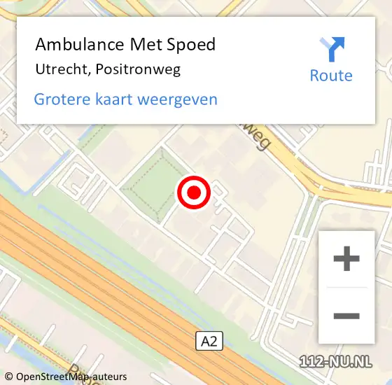 Locatie op kaart van de 112 melding: Ambulance Met Spoed Naar Utrecht, Positronweg op 23 december 2016 14:43