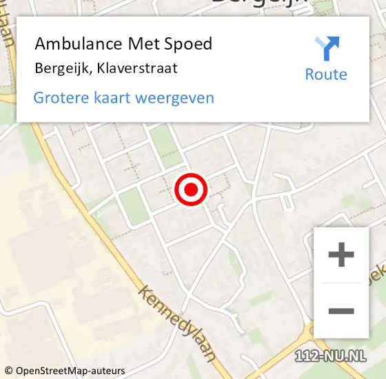 Locatie op kaart van de 112 melding: Ambulance Met Spoed Naar Bergeijk, Klaverstraat op 23 december 2016 14:48