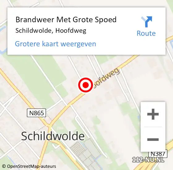 Locatie op kaart van de 112 melding: Brandweer Met Grote Spoed Naar Schildwolde, Hoofdweg op 23 december 2016 14:54