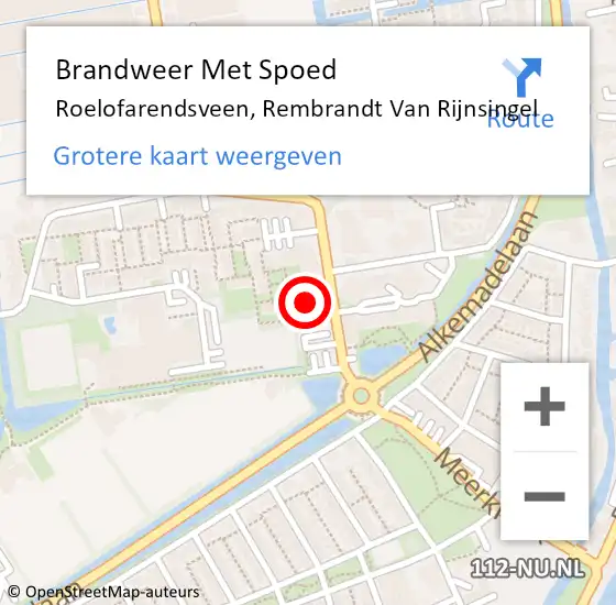 Locatie op kaart van de 112 melding: Brandweer Met Spoed Naar Roelofarendsveen, Rembrandt Van Rijnsingel op 23 december 2016 15:13