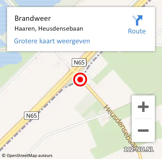 Locatie op kaart van de 112 melding: Brandweer Haaren, Heusdensebaan op 23 december 2016 15:38