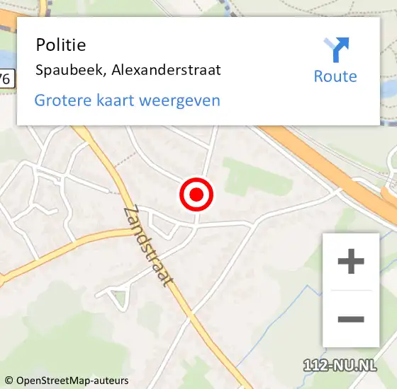 Locatie op kaart van de 112 melding: Politie Spaubeek, Alexanderstraat op 23 december 2016 15:38
