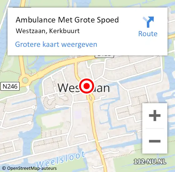 Locatie op kaart van de 112 melding: Ambulance Met Grote Spoed Naar Westzaan, Kerkbuurt op 23 december 2016 16:02