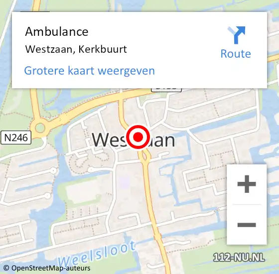 Locatie op kaart van de 112 melding: Ambulance Westzaan, Kerkbuurt op 23 december 2016 16:10