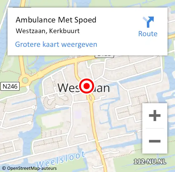 Locatie op kaart van de 112 melding: Ambulance Met Spoed Naar Westzaan, Kerkbuurt op 23 december 2016 16:38