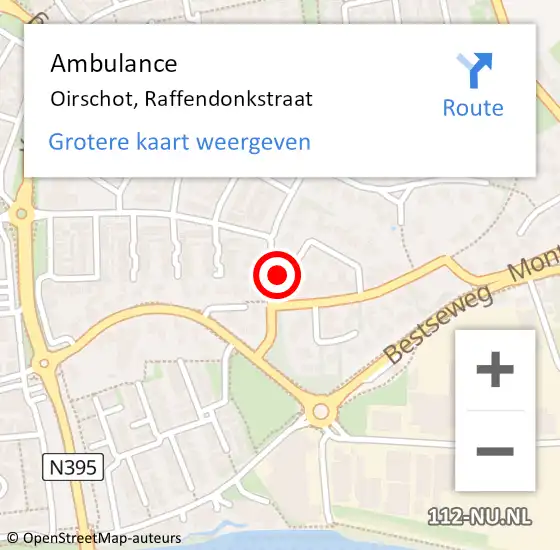 Locatie op kaart van de 112 melding: Ambulance Oirschot, Raffendonkstraat op 23 december 2016 17:37