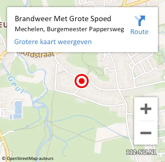 Locatie op kaart van de 112 melding: Brandweer Met Grote Spoed Naar Mechelen, Burgemeester Pappersweg op 23 december 2016 17:42