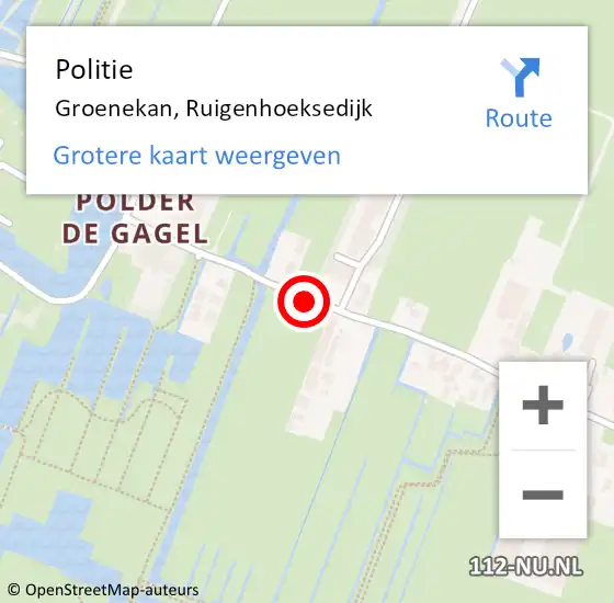 Locatie op kaart van de 112 melding: Politie Groenekan, Ruigenhoeksedijk op 23 december 2016 17:43