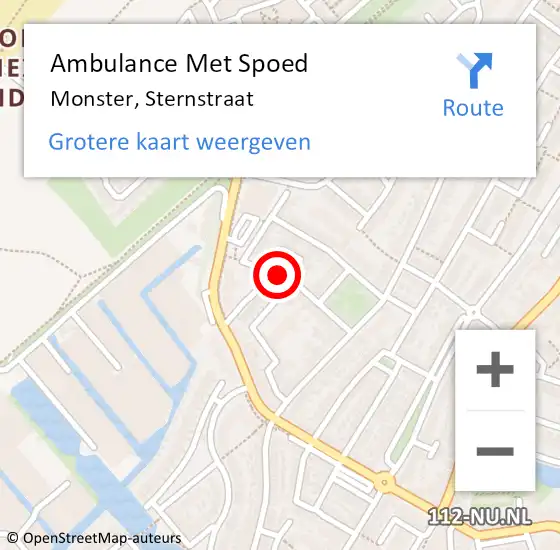 Locatie op kaart van de 112 melding: Ambulance Met Spoed Naar Monster, Sternstraat op 23 december 2016 17:58