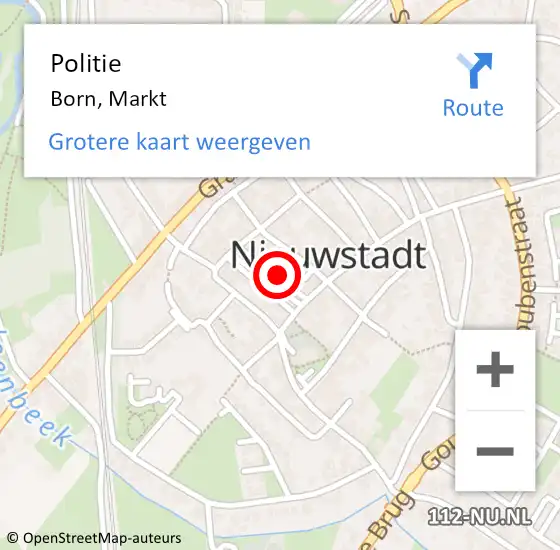 Locatie op kaart van de 112 melding: Politie Born, Markt op 23 december 2016 18:07