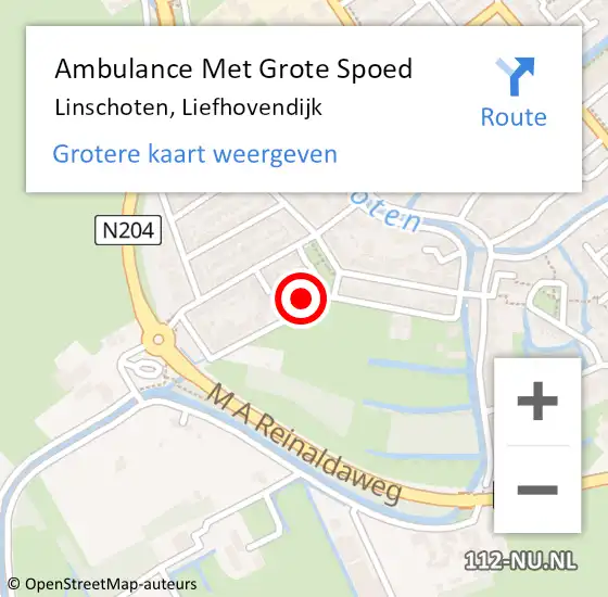 Locatie op kaart van de 112 melding: Ambulance Met Grote Spoed Naar Linschoten, Liefhovendijk op 23 december 2016 18:23