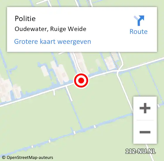 Locatie op kaart van de 112 melding: Politie Oudewater, Ruige Weide op 23 december 2016 19:03