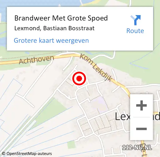 Locatie op kaart van de 112 melding: Brandweer Met Grote Spoed Naar Lexmond, Bastiaan Bosstraat op 23 december 2016 19:20