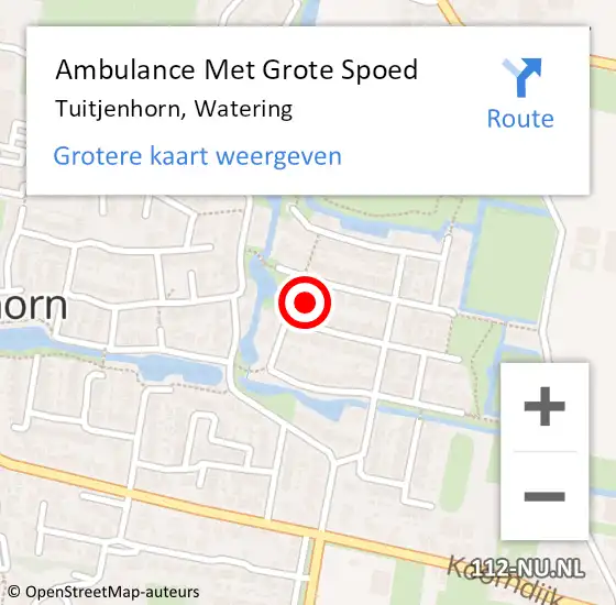 Locatie op kaart van de 112 melding: Ambulance Met Grote Spoed Naar Tuitjenhorn, Watering op 23 december 2016 19:37