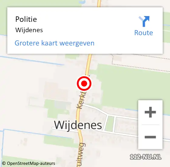 Locatie op kaart van de 112 melding: Politie Wijdenes op 23 december 2016 20:10