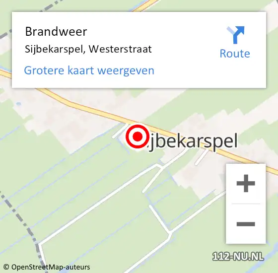 Locatie op kaart van de 112 melding: Brandweer Sijbekarspel, Westerstraat op 23 december 2016 20:11