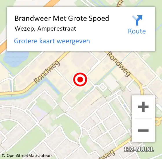 Locatie op kaart van de 112 melding: Brandweer Met Grote Spoed Naar Wezep, Amperestraat op 5 januari 2014 15:56