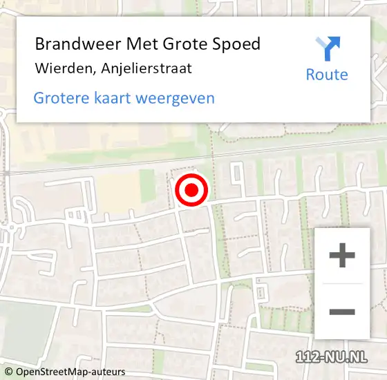 Locatie op kaart van de 112 melding: Brandweer Met Grote Spoed Naar Wierden, Anjelierstraat op 23 december 2016 20:31