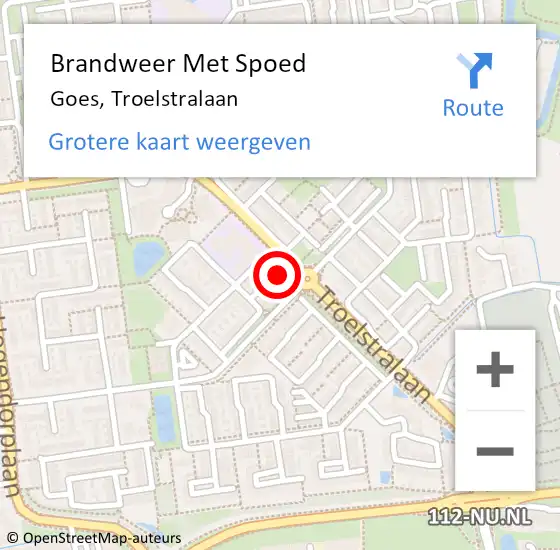 Locatie op kaart van de 112 melding: Brandweer Met Spoed Naar Goes, Troelstralaan op 23 december 2016 20:43