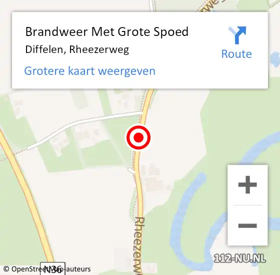 Locatie op kaart van de 112 melding: Brandweer Met Grote Spoed Naar Diffelen, Rheezerweg op 23 december 2016 20:54