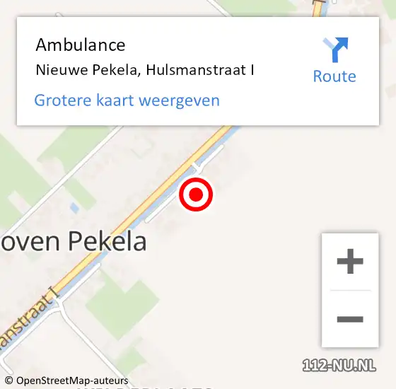 Locatie op kaart van de 112 melding: Ambulance Nieuwe Pekela, Hulsmanstraat I op 23 december 2016 21:07