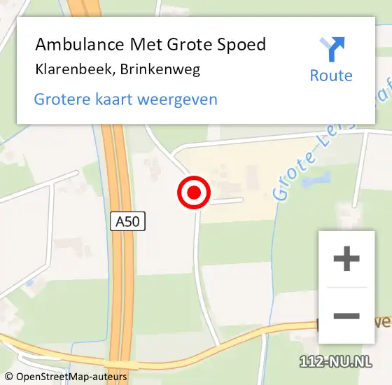 Locatie op kaart van de 112 melding: Ambulance Met Grote Spoed Naar Klarenbeek, Brinkenweg op 23 december 2016 21:54