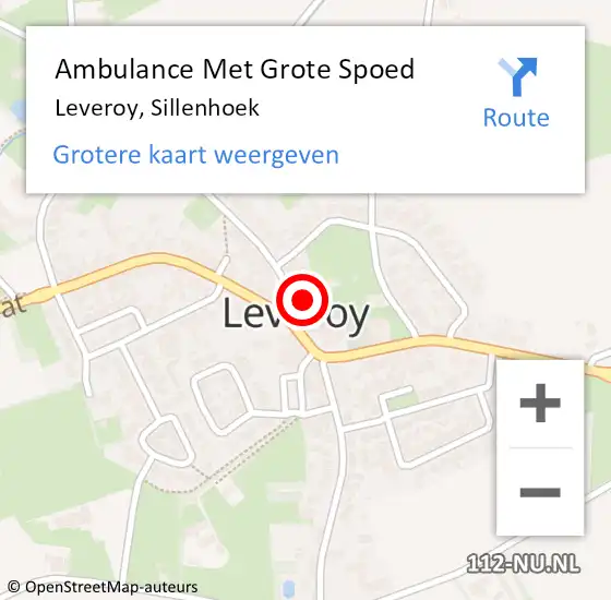 Locatie op kaart van de 112 melding: Ambulance Met Grote Spoed Naar Leveroy, Sillenhoek op 23 december 2016 22:22