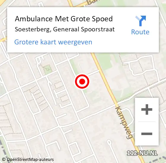 Locatie op kaart van de 112 melding: Ambulance Met Grote Spoed Naar Soesterberg, Generaal Spoorstraat op 23 december 2016 22:39