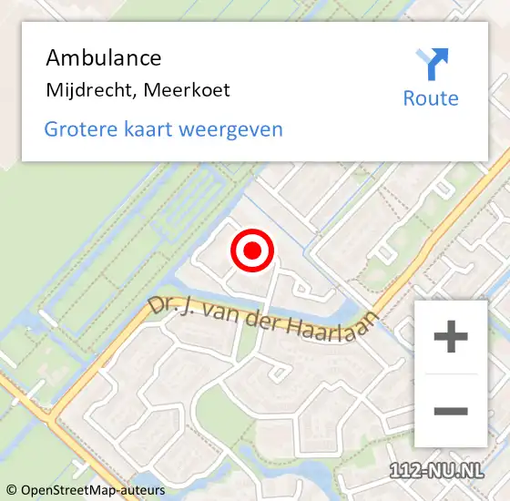 Locatie op kaart van de 112 melding: Ambulance Mijdrecht, Meerkoet op 23 december 2016 23:33