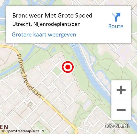 Locatie op kaart van de 112 melding: Brandweer Met Grote Spoed Naar Utrecht, Nijenrodeplantsoen op 23 december 2016 23:47