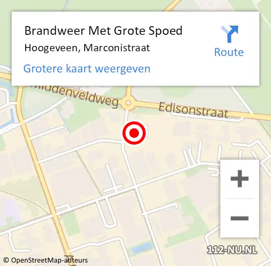 Locatie op kaart van de 112 melding: Brandweer Met Grote Spoed Naar Hoogeveen, Marconistraat op 24 december 2016 00:20