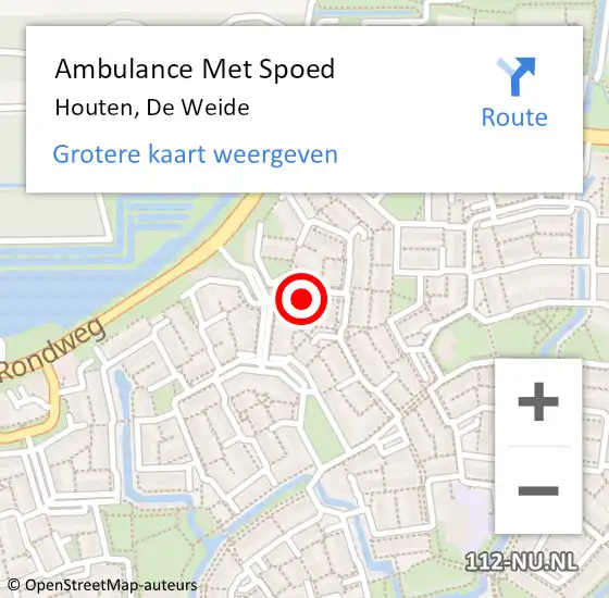 Locatie op kaart van de 112 melding: Ambulance Met Spoed Naar Houten, De Weide op 24 december 2016 00:26