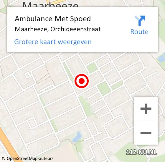 Locatie op kaart van de 112 melding: Ambulance Met Spoed Naar Maarheeze, Orchideeenstraat op 24 december 2016 01:54