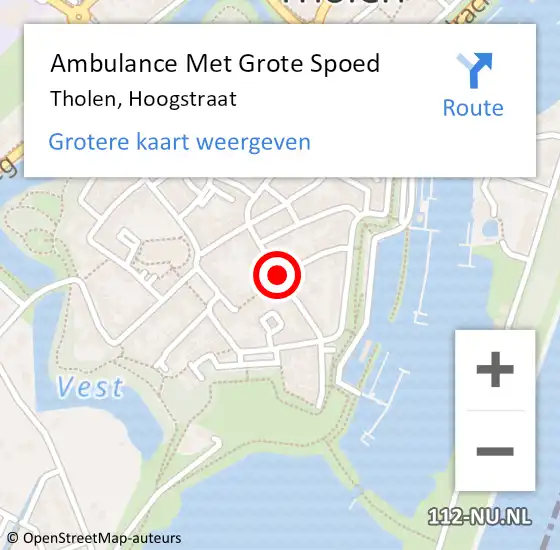 Locatie op kaart van de 112 melding: Ambulance Met Grote Spoed Naar Tholen, Hoogstraat op 24 december 2016 02:14